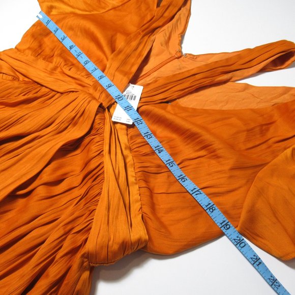 By Anthropologie Deep V-Neck Vibrant Mini Dress Orange Size 12 - Picture 6 of 12